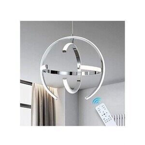 Keluoly LED Pendant Light Modern Silver Globe Round Dimmable w/Remote  13.8” NEW